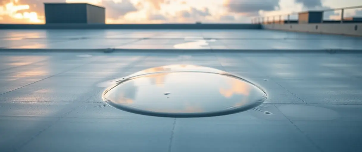 Ponding water on a commercial flat roof